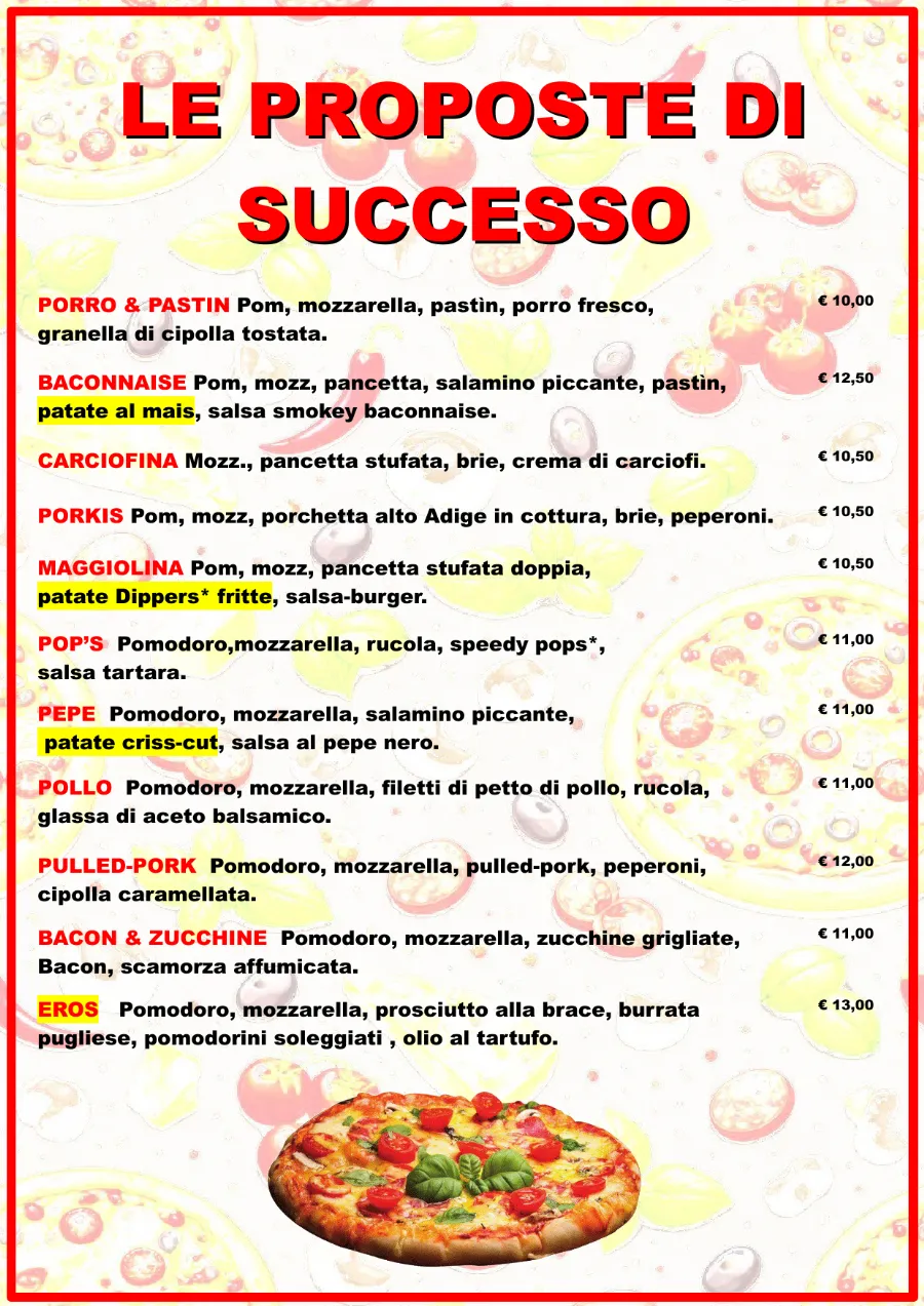 Listino online : Listino pizzaidea Pizzaidea Ceggia